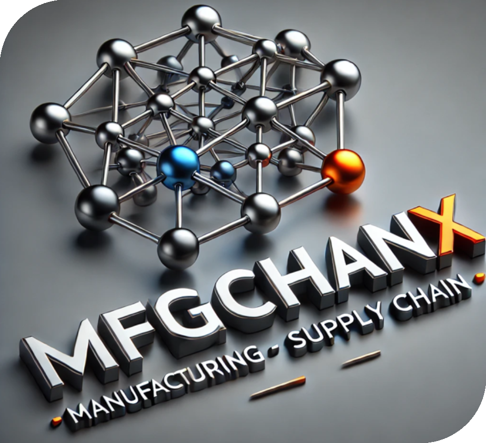 A 3 d image of the manufacturing and supply chain logo.